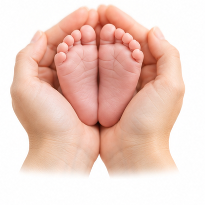 Pieds de nouveau-né dans les mains de ses parents